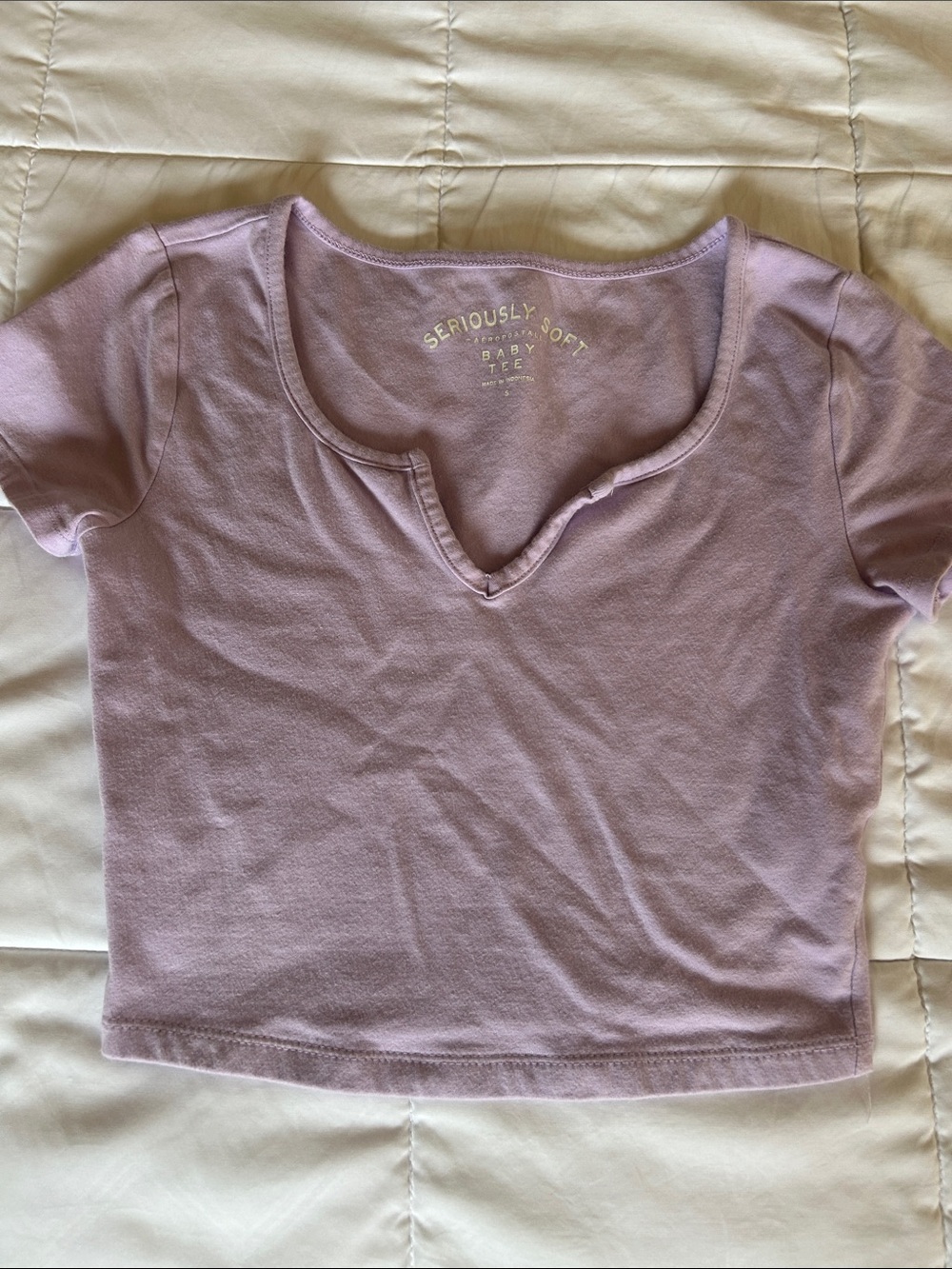 Aeropostale Lavender Notch-Neck Crop Tee